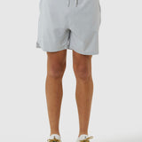 Light gray shorts worn by a person on a white background